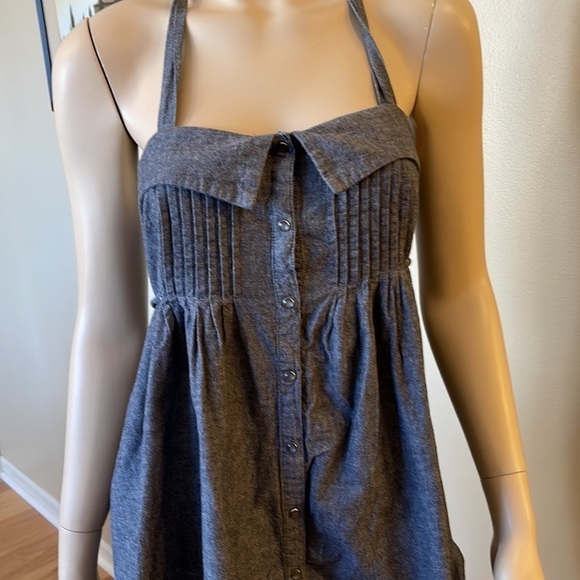 Passport Chambray Snap Front Halter Top/Dress. D/66/A1276 - Picture 2 of 5